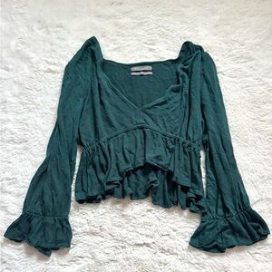 Urban Outfitters Teal Ruffle Blouse
